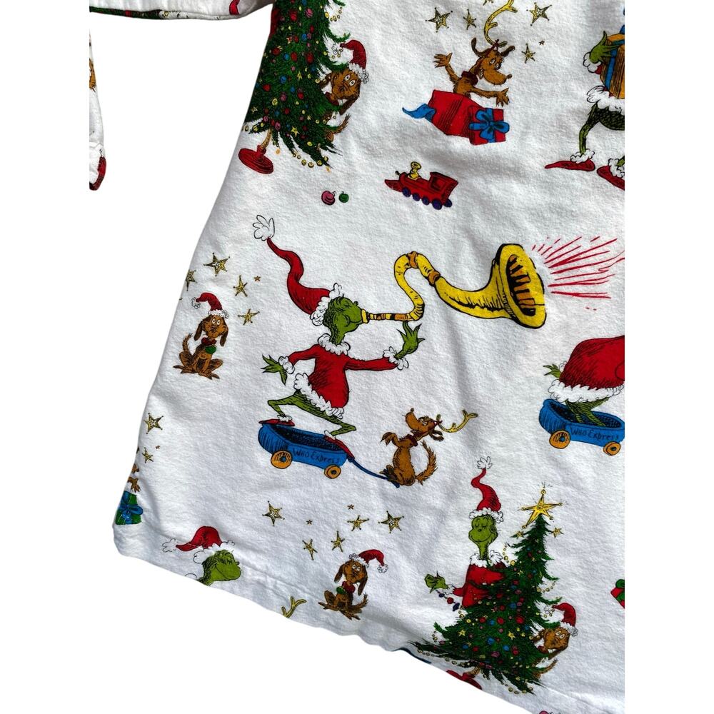 Pottery Barn Teen Dr S Ginch Flannel Pajama Set Sz L White Multi Holiday - Picture 7 of 11